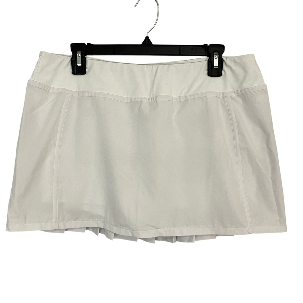 Fabletics Lorraine White Pleated Mini Skirt Skort Athleisure XL Golf Pickleball